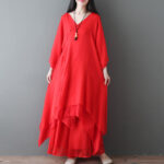Buddha Stones V-Neck Midi Tunic Dress Wide Leg Pants Meditation Zen Practice Dance Clothing - image 13