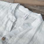 Buddha Stones Solid Color Long Sleeve Half Button Shirt Cotton Linen Men Clothing - image 3