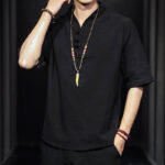 Buddha Stones Casual Summer Half Sleeve Shirt Cotton Men Clothing - image 12
