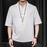 Buddha Stones Casual Summer Half Sleeve Shirt Cotton Men Clothing - image 2