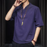 Buddha Stones Casual Summer Half Sleeve Shirt Cotton Men Clothing - image 29