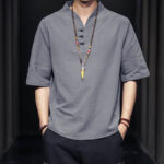 Buddha Stones Casual Summer Half Sleeve Shirt Cotton Men Clothing - image 18