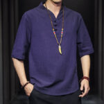 Buddha Stones Casual Summer Half Sleeve Shirt Cotton Men Clothing - image 26