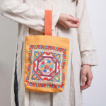 Buddha Stones Dunhuang Flying Apsaras Lotus Buddha Statues Canvas Handbag Handbags BS 15