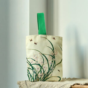 Buddha Stones Orchid Bee Canvas Handbag Handbags BS Orchid and Bee 15*8*22cm