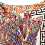 Buddha Stones Women's Mandala Geometry Half Button Shirt Women's Shirts BS 16