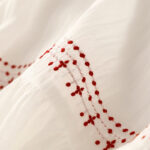 Buddha Stones Solid Color Embroidery Short Sleeve Cotton Midi Dress - image 10