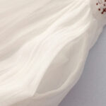 Buddha Stones Solid Color Embroidery Short Sleeve Cotton Midi Dress - image 8