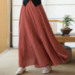 Buddha Stones Solid Color Elastic High Waist Linen Skirt Skirt BS 7
