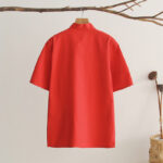 Buddha Stones Chinese Frog-Button Tang Suit Men's Short Sleeve Cotton Shirt With Pockets Men's Shirts BS 15
