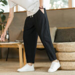 Buddha Stones Summer Men's Cotton Pants With Pockets - Black - US/UK/AU46，EU56 (5XL)  - image 9