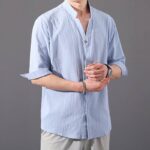 Buddha Stones Summer Men's Half Sleeve Button Cotton Shirt Men's Shirts BS 1