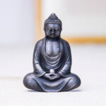 Buddha Stones Tibetan Meditating Buddha Iron Powder Rust Cast Resin Statue Serenity Decoration Decorations BS 23
