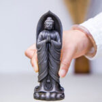 Buddha Stones Handmade Sakyamuni Buddha Namaste Iron Powder Rust Cast Resin Statue Decoration Decorations BS 16