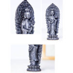 Buddha Stones Handmade Amitabha Guanyin Avalokitesvara Mahasthamaprapta Iron Powder Rust Cast Resin Statue Decoration Decorations BS 26