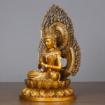 Buddha Stones Tathagata Buddha Figurine Serenity Copper Statue Home Offering Decoration Decorations BS 13