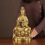 Buddha Stones Kwan Yin Avalokitesvara Wealth Brass Copper Statue Home Desk Decoration Decorations BS 2