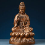 Buddha Stones Kwan Yin Avalokitesvara Lotus Wealth Copper Statue Home Desk Decoration Decorations BS main