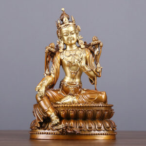 Buddha Stones Bodhisattva Green Tara Figurine Protection Brass Copper Statue Home Offering Decoration Decorations BS Bodhisattva Green Tara 27*24.5*24.5cm