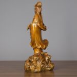 Buddha Stones Kwan Yin Avalokitesvara Holding A Vase Brass Harmony Copper Statue Home Decoration Decorations BS 7