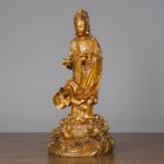 Buddha Stones Kwan Yin Avalokitesvara Holding A Vase Brass Harmony Copper Statue Home Decoration Decorations BS 9