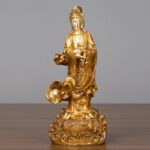 Buddha Stones Kwan Yin Avalokitesvara Holding A Vase Brass Harmony Copper Statue Home Decoration Decorations BS 11