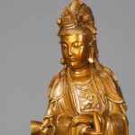 Buddha Stones Kwan Yin Avalokitesvara Holding A Vase Brass Harmony Copper Statue Home Decoration Decorations BS 13