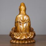 Buddha Stones Kwan Yin Avalokitesvara Lotus Sitting Harmony Brass Copper Statue Home Altar Decoration Decorations BS 2