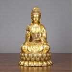 Buddha Stones Kwan Yin Avalokitesvara Holding A Willow Bottle Harmony Brass Copper Statue Home Decoration Decorations BS 8