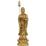 Buddha Stones Ksitigarbha Bodhisattva Figurine Compassion Copper Statue Home Offering Decoration Decorations BS 17