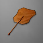Buddha Stones Chinese Style Handmade Bamboo Long Handle Fan Fan BS Concave 20*25*42cm