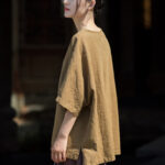 Buddha Stones Causal Half Sleeve Ramie Linen Cotton T-shirt Tee Women's T-Shirts BS 2