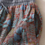 Buddha Stones Summer Women's Blue Leaves Plants Pants With Pockets Women's Pants BS 3