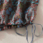 Buddha Stones Summer Women's Blue Leaves Plants Pants With Pockets Women's Pants BS 6