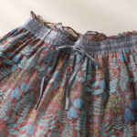 Buddha Stones Summer Women's Blue Leaves Plants Pants With Pockets Women's Pants BS 1