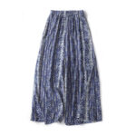 Buddha Stones Blue Stripes Print Cotton Linen Wide Leg Pants With Pockets Women's Wide Leg Pants BS 1
