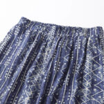 Buddha Stones Blue Stripes Print Cotton Linen Wide Leg Pants With Pockets Women's Wide Leg Pants BS 3