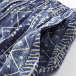 Buddha Stones Blue Stripes Print Cotton Linen Wide Leg Pants With Pockets Women's Wide Leg Pants BS 5