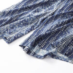 Buddha Stones Blue Stripes Print Cotton Linen Wide Leg Pants With Pockets Women's Wide Leg Pants BS 10