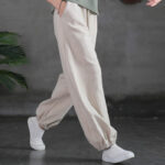 Buddha Stones Plain Color Ramie Linen Cotton Pants With Pockets Women's Pants BS 11