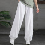Buddha Stones Plain Color Ramie Linen Cotton Pants With Pockets Women's Pants BS 27