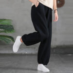 Buddha Stones Plain Color Ramie Linen Cotton Pants With Pockets Women's Pants BS 39