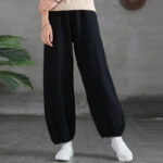 Buddha Stones Plain Color Ramie Linen Cotton Pants With Pockets Women's Pants BS 37
