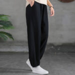 Buddha Stones Plain Color Ramie Linen Cotton Pants With Pockets Women's Pants BS 38