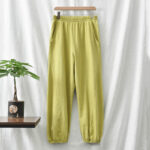 Buddha Stones Plain Color Ramie Linen Cotton Pants With Pockets Women's Pants BS 22