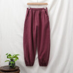 Buddha Stones Plain Color Ramie Linen Cotton Pants With Pockets Women's Pants BS 57