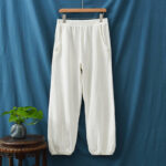 Buddha Stones Plain Color Ramie Linen Cotton Pants With Pockets Women's Pants BS 33