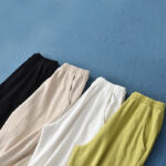 Buddha Stones Plain Color Ramie Linen Cotton Pants With Pockets Women's Pants BS 14
