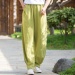 Buddha Stones Casual Ramie Linen Cotton Yoga Pants With Pockets Women's Pants BS 6