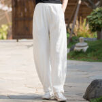 Buddha Stones Casual Ramie Linen Cotton Yoga Pants With Pockets Women's Pants BS 9
